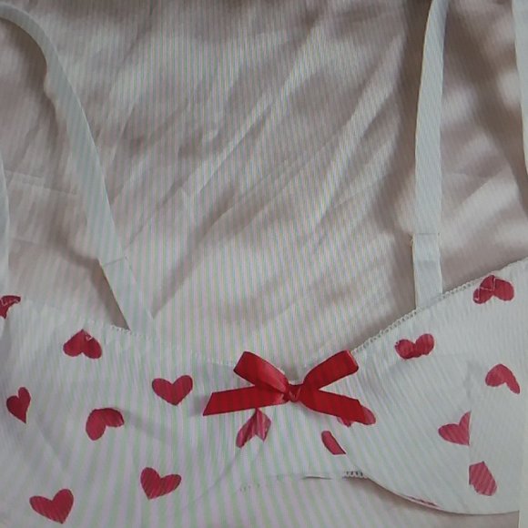 White Red Heart Print Lingerie Set XL - Picture 14 of 16